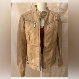 Jou Jou Women's Beige Leather Jacket